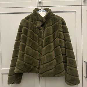 Ci Sono Olive Fur Jacket